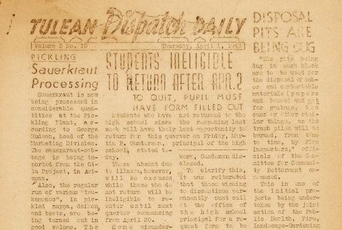 Tulean Dispatch Vol. 5 No. 10 (April 1, 1943) (ddr-densho-65-191)