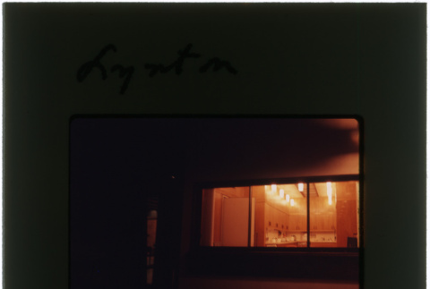 Looking into the interior of the Lynton house at night (ddr-densho-377-1200)