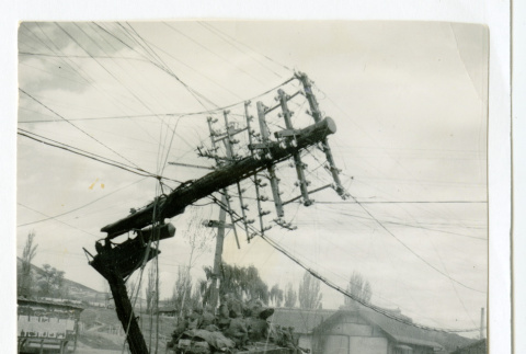 Telephone pole destroyed by tank (ddr-csujad-38-507)