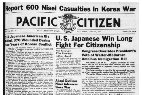 The Pacific Citizen, Vol. 34 No. 26 (June 28, 1952) (ddr-pc-24-26)
