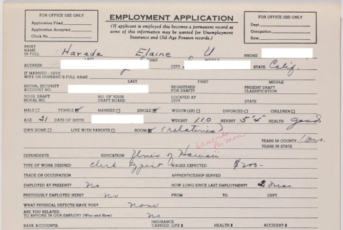 Employment application (ddr-densho-424-525)