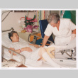 Mitzi Isoshima recovering from knee surgery (ddr-densho-477-695)