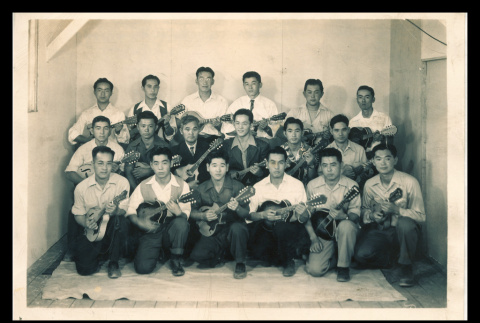 Group of men holding mandolins at Tule Lake (ddr-csujad-55-2203)