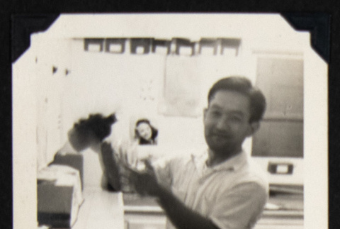 Ed at the Rohwer pharmacy (ddr-densho-542-690)