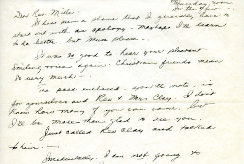 Letter from Jane Harino to Rev. Wendell [L.] Miller, circa 1942 (ddr-csujad-20-7)