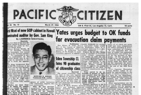 The Pacific Citizen, Vol. 36 No. 13 (March 27, 1953) (ddr-pc-25-13)