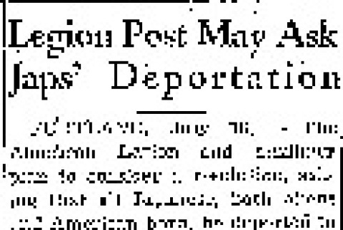 Legion Post May Ask Japs' Deportation (July 16, 1942) (ddr-densho-56-820)
