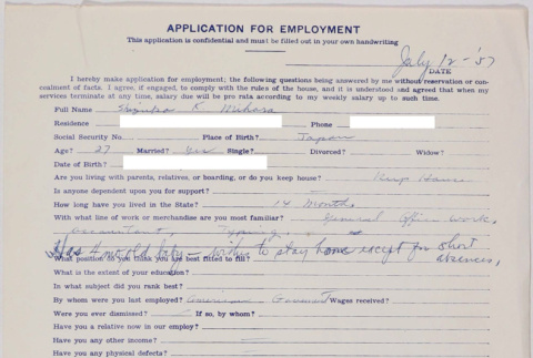 Employment application (ddr-densho-424-510)