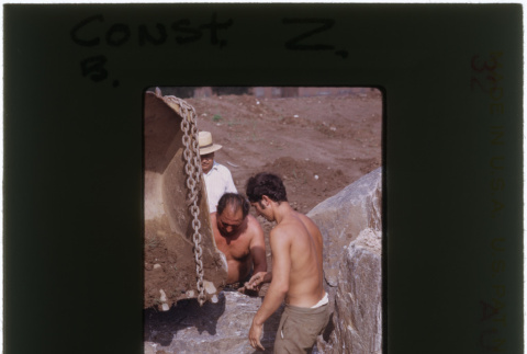 Men working on rock garden construction (ddr-densho-377-919)