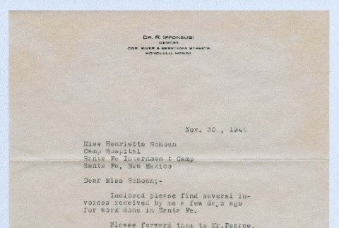 Letter to Henrietta Schoen from Dr. Riuichi Ipponsugi (ddr-densho-223-63)