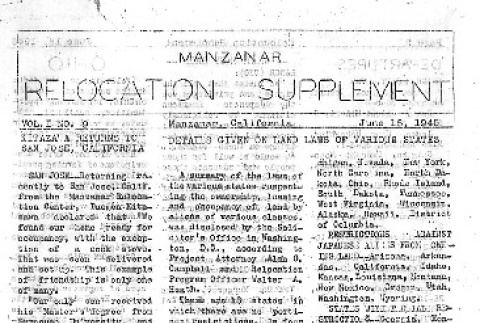 Manzanar Free Press Relocation Supplement Vol. 1 No. 9 (June 16, 1945) (ddr-densho-125-376)