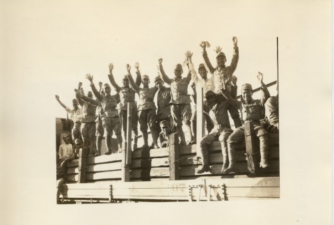 Soldiers posing with their hands up (ddr-njpa-6-79)