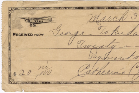 Receipt for $20.00 paid to Catherine Johnson (ddr-densho-383-523)