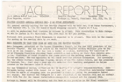 Seattle Chapter, JACL Reporter, Vol. XIX, No. 11, December 1982 (ddr-sjacl-1-316)