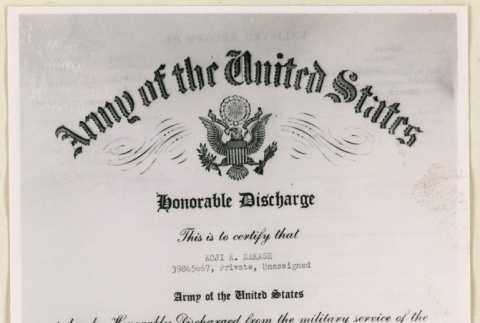 Koji K. Nakase honorable discharge (ddr-densho-37-1584)