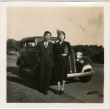 Tomoye (Nozawa) Takahashi and unknown man standing by car (ddr-densho-426-1619)