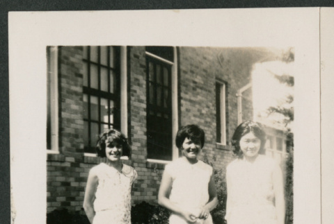 three women outside a building (ddr-densho-378-866)