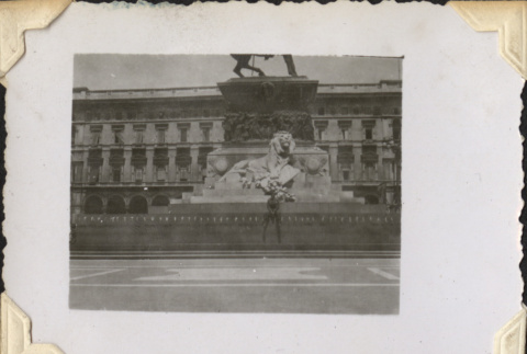 Man sitting on edge monument to Vittorio Emanuele II in Milan (ddr-densho-466-770)