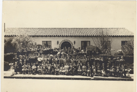 Group photograph outside of the Berkeley Japanese United Church (ddr-densho-358-23)
