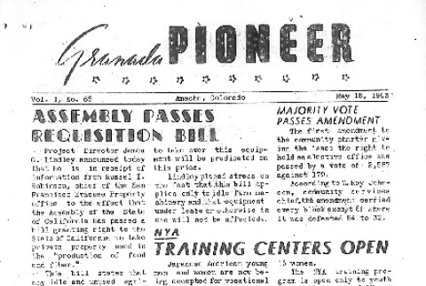 Granada Pioneer Vol. I No. 65 (May 15, 1943) (ddr-densho-147-66)