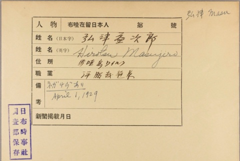 Envelope of Masujiro Hirotsu photographs (ddr-njpa-5-1266)