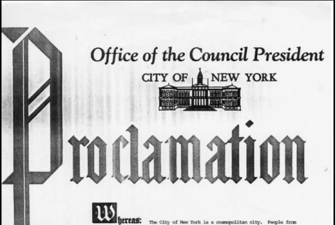 Office of the Council President, City of New York, Proclamation (ddr-csujad-24-96)