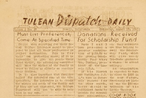 Tulean Dispatch Vol. 6 No. 28 (August 18, 1943) (ddr-densho-65-279)