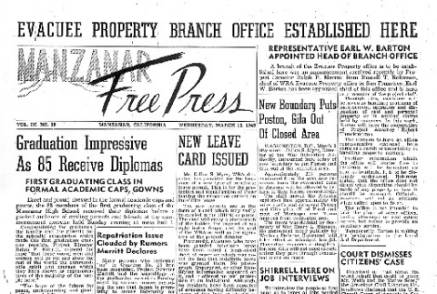 Manzanar Free Press Vol. III No. 20 (March 10, 1943) (ddr-densho-125-110)