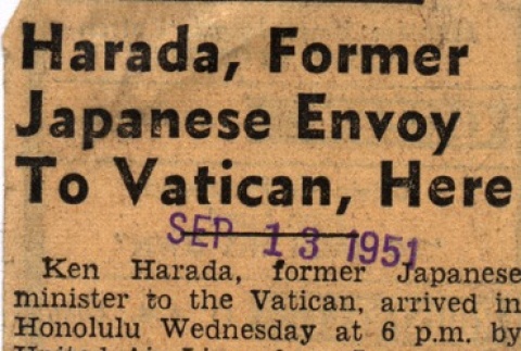 Photograph and article regarding Ken Harada (ddr-njpa-4-34)