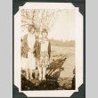 Photo of Mary Fukuyama and Elsie with plum trees (ddr-densho-483-303)