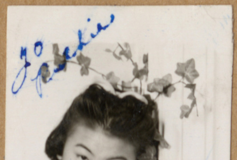 Portrait of Grace with greenery (ddr-densho-542-250)