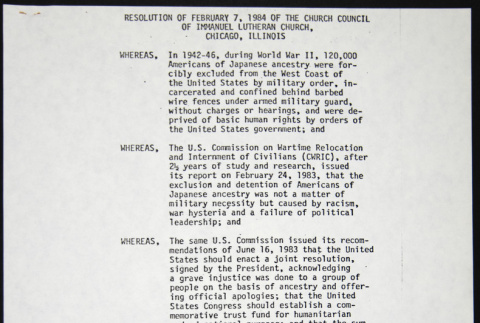 Resolution of the Church Council of Immanuel Lutheran Church, Chicago (ddr-chijacl-1-117)