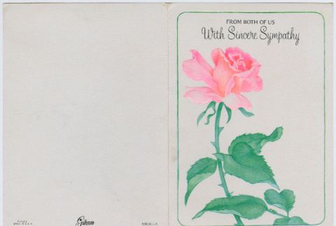 Condolence card from Harry and Jukie Goto to Sally and Kaneji Domoto (ddr-densho-578-31)