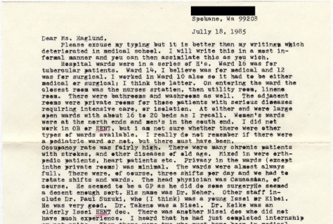 Letter to Frances Haglund from James Watanabe (ddr-densho-275-37)