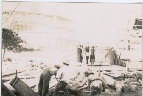 Laborers working at a construction site (ddr-densho-377-1620)