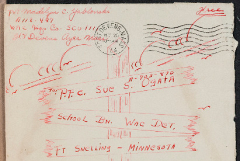 Envelope from Madelyn C. Yablonski to Sue Ogata Kato, November 1944 (ddr-csujad-49-151)