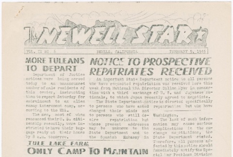 The Newell Star, Vol. II, No. 6 (February 9, 1945) (ddr-densho-284-55)