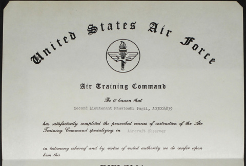 United States Air Force diploma (ddr-densho-321-364)