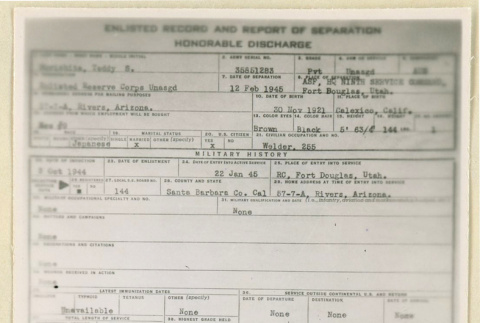 Enlisted record for Teddy Morishita (ddr-densho-37-2020)
