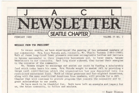 Seattle Chapter, JACL Reporter, Vol. 25, No. 2, February 1988 (ddr-sjacl-1-370)