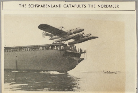 Clipping photo of a flying boat taking off from the Schwabenland (ddr-njpa-13-995)
