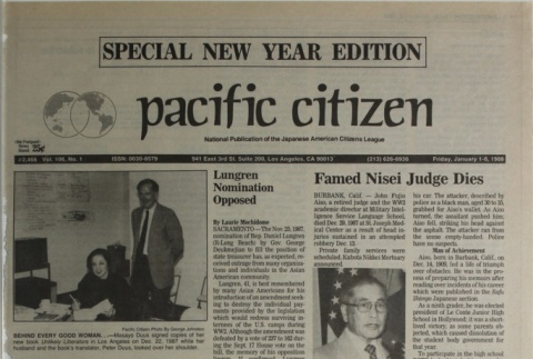 Pacific Citizen, Vol. 106, No. 1 (January 1-8, 1988) (ddr-pc-60-1)