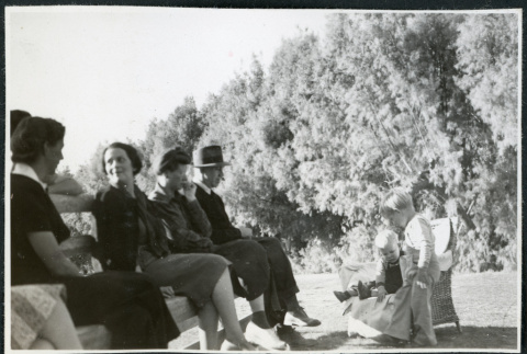 Photograph of five adults and two children in Death Valley (ddr-csujad-47-119)