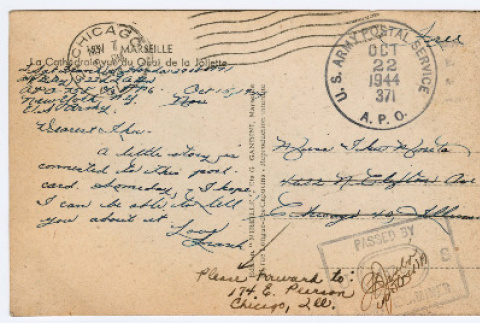 Postcard from Sgt. Frank Honda to Iku Morita (ddr-densho-497-4)