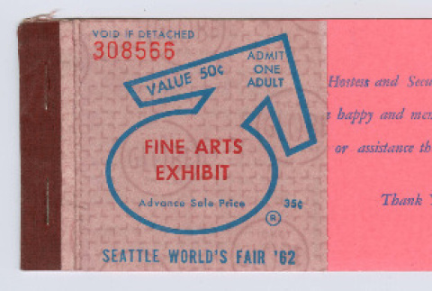 Seattle World's Fair Fine Art Exhibit ticket book (ddr-densho-477-325)