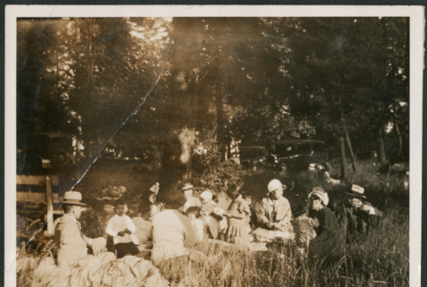 Group of people at a picnic in field (ddr-densho-483-557)