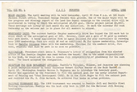 Seattle Chapter, JACL Reporter, Vol. III, No. 4, April 1966 (ddr-sjacl-1-237)
