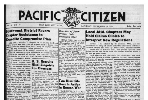 The Pacific Citizen, Vol. 33 No. 10 (September 15, 1951) (ddr-pc-23-37)
