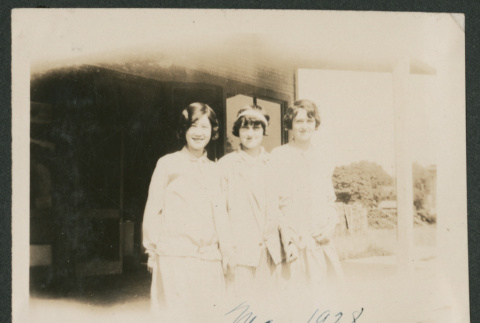 three women outside a building (ddr-densho-378-662)
