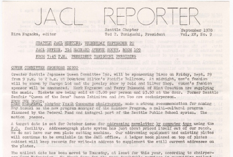Seattle Chapter, JACL Reporter, Vol. XV, No. 9, September 1978 (ddr-sjacl-1-216)